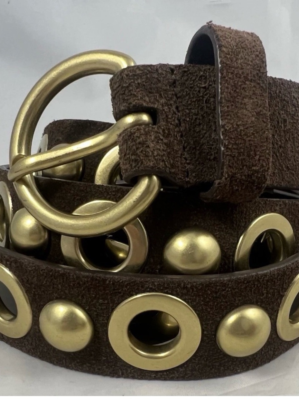 CAbi Brown Suede Belt with Gold Grommets